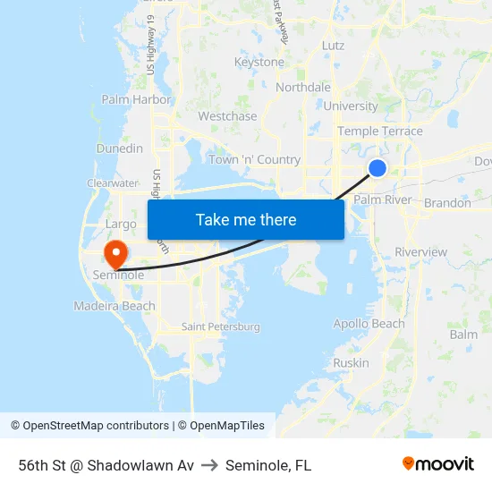 56th St @ Shadowlawn Av to Seminole, FL map