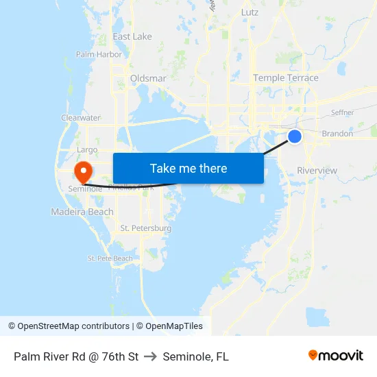 Palm River Rd @ 76th St to Seminole, FL map