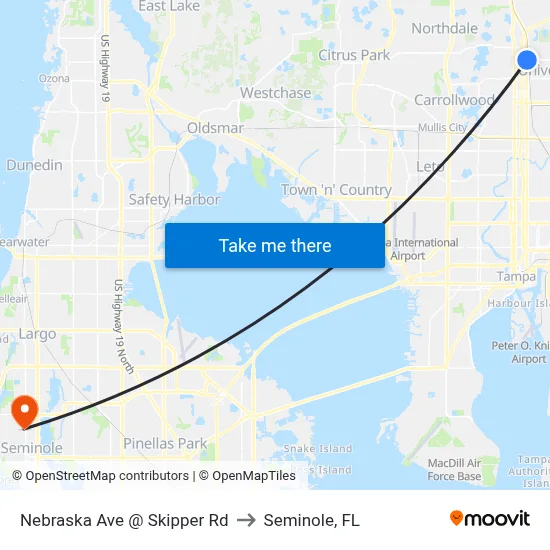 Nebraska Ave @ Skipper Rd to Seminole, FL map