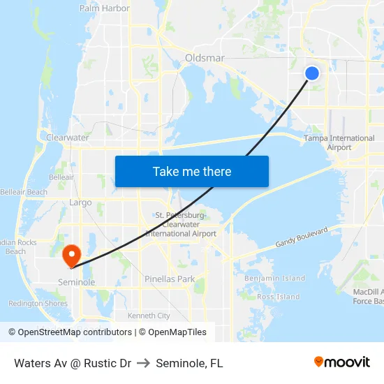 Waters Av @ Rustic Dr to Seminole, FL map