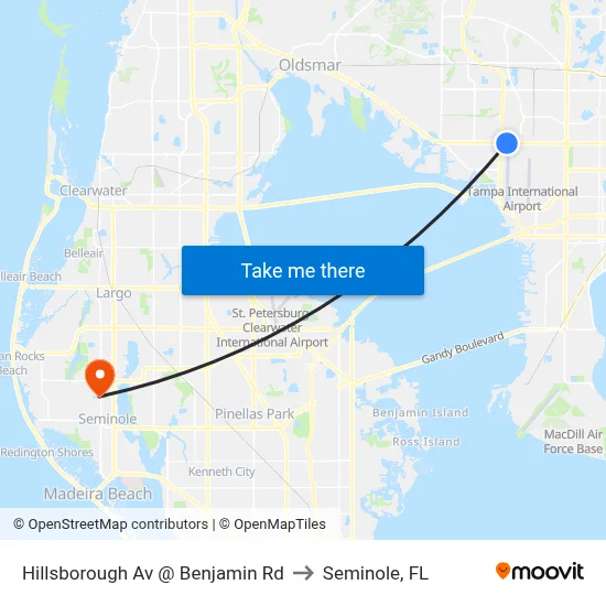 Hillsborough Av @ Benjamin Rd to Seminole, FL map