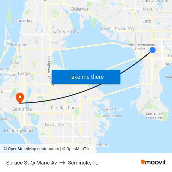 Spruce St @ Marie Av to Seminole, FL map