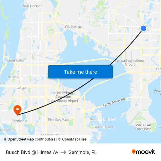 Busch Blvd @ Himes Av to Seminole, FL map