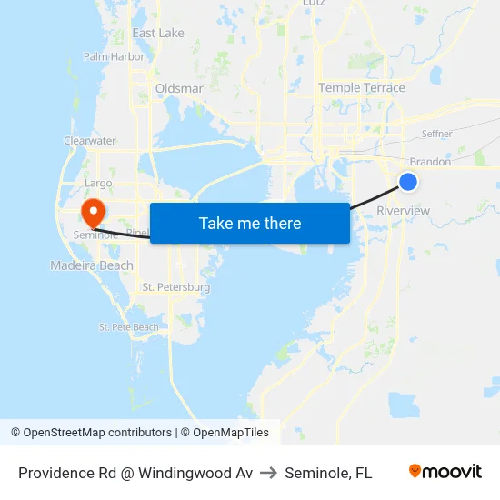 Providence Rd @ Windingwood Av to Seminole, FL map