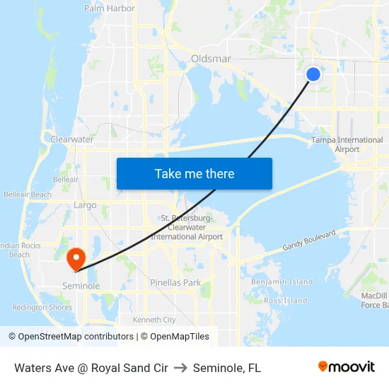Waters Ave @ Royal Sand Cir to Seminole, FL map