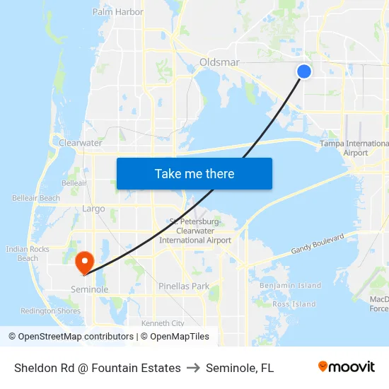 Sheldon Rd @ Fountain Estates to Seminole, FL map