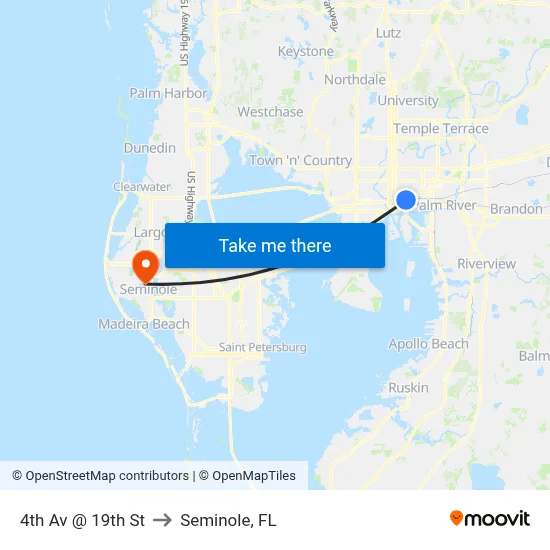 4th Av @ 19th St to Seminole, FL map