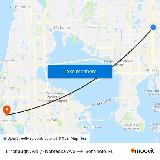 Linebaugh Ave @ Nebraska Ave to Seminole, FL map