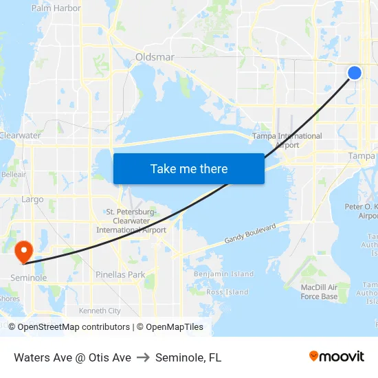 Waters Ave @ Otis Ave to Seminole, FL map