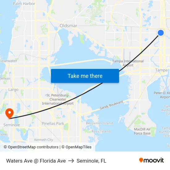 Waters Ave @ Florida Ave to Seminole, FL map