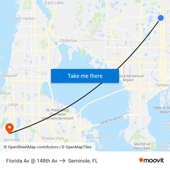 Florida Av @ 148th Av to Seminole, FL map