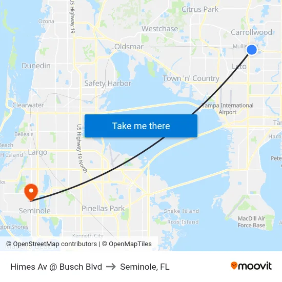 Himes Av @ Busch Blvd to Seminole, FL map
