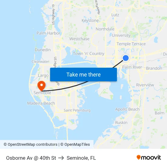 Osborne Av @ 40th St to Seminole, FL map