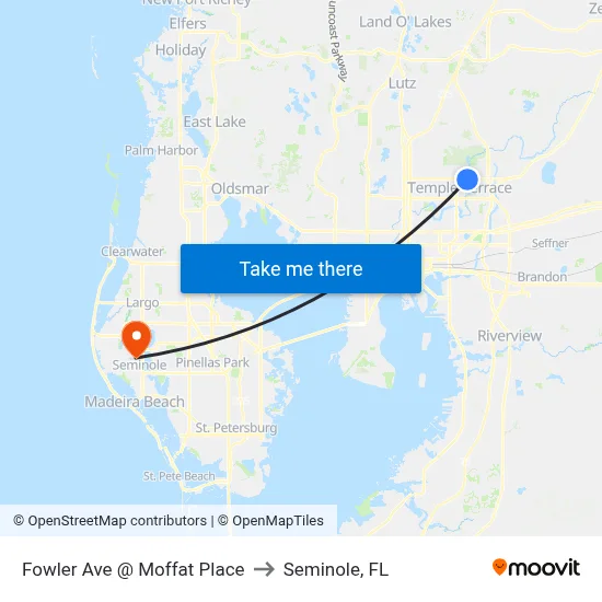 Fowler Ave @ Moffat Place to Seminole, FL map