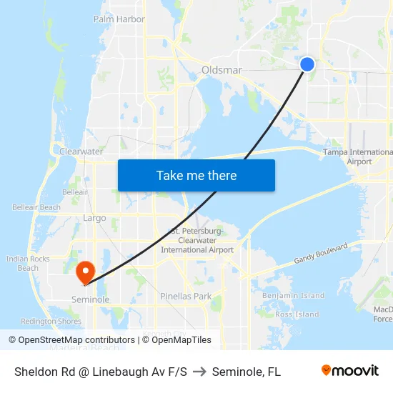 Sheldon Rd @ Linebaugh Av F/S to Seminole, FL map