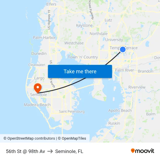 56th St @ 98th Av to Seminole, FL map