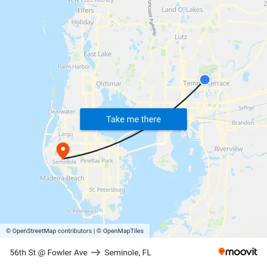 56th St @ Fowler Ave to Seminole, FL map