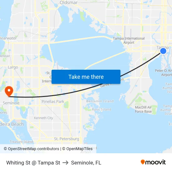 Whiting St @ Tampa St to Seminole, FL map