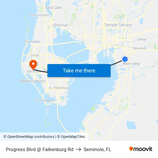 Progress Blvd @ Falkenburg Rd to Seminole, FL map