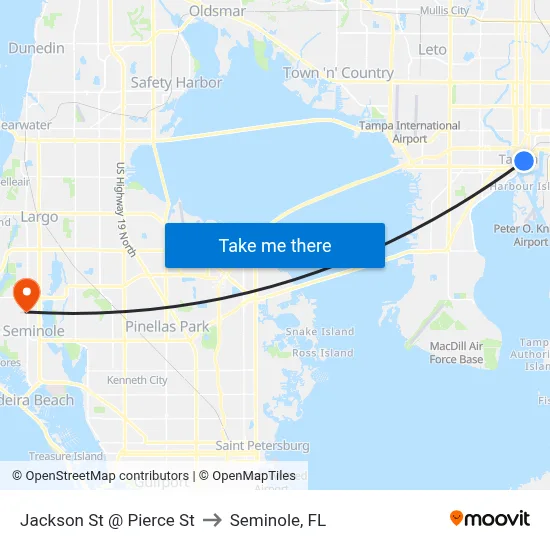 Jackson St @ Pierce St to Seminole, FL map