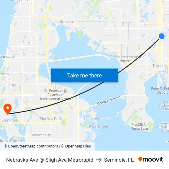 Nebraska Ave @ Sligh Ave Metrorapid to Seminole, FL map