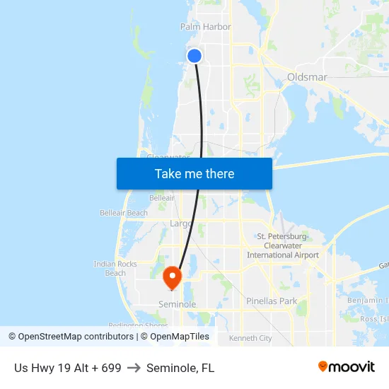 Us Hwy 19 Alt + 699 to Seminole, FL map