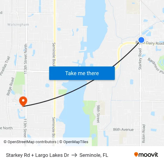 Starkey Rd + Largo Lakes Dr to Seminole, FL map