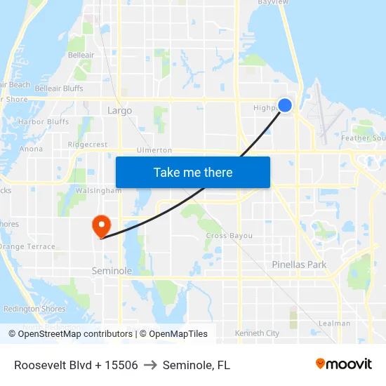 Roosevelt Blvd + 15506 to Seminole, FL map