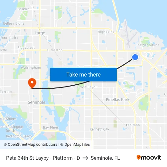 Psta 34th St Layby - Platform - D to Seminole, FL map