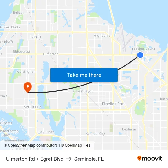 Ulmerton Rd + Egret Blvd to Seminole, FL map