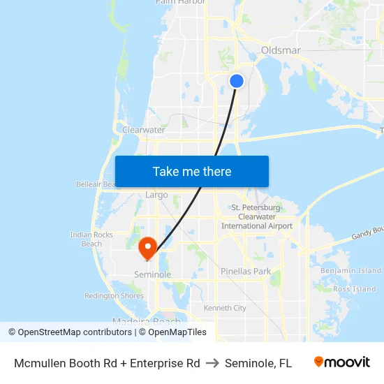 Mcmullen Booth Rd + Enterprise Rd to Seminole, FL map