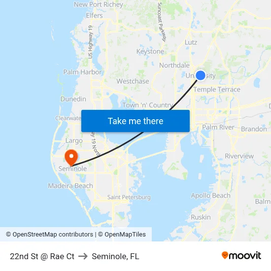 22nd St @ Rae Ct to Seminole, FL map