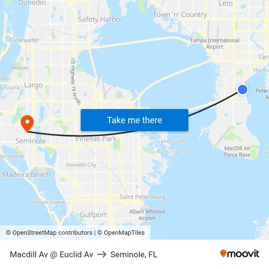 Macdill Av @ Euclid Av to Seminole, FL map