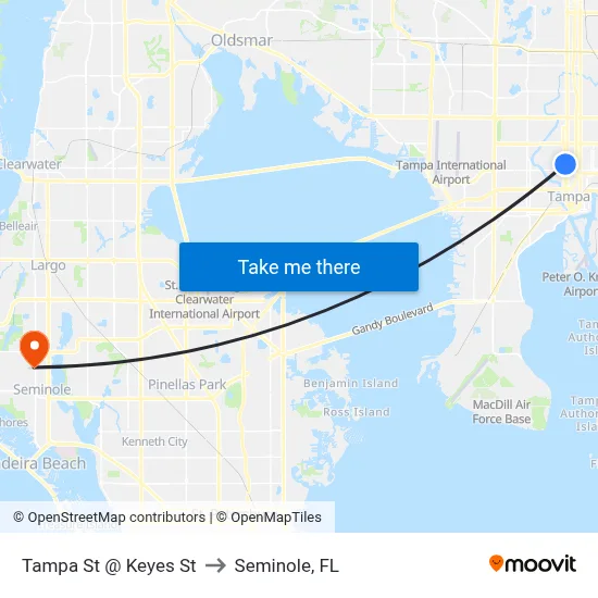 Tampa St @ Keyes St to Seminole, FL map