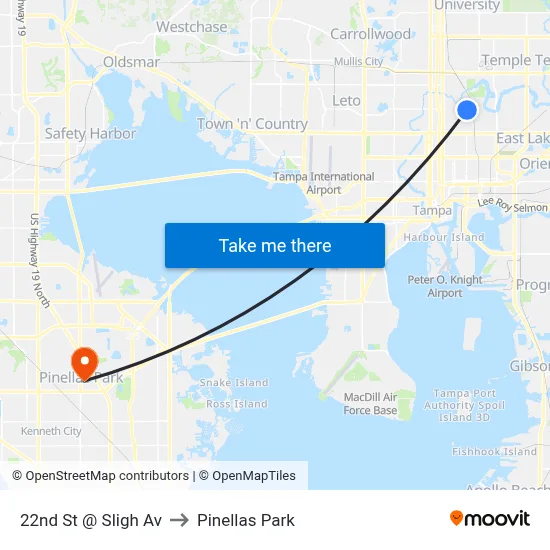 22nd St @ Sligh Av to Pinellas Park map