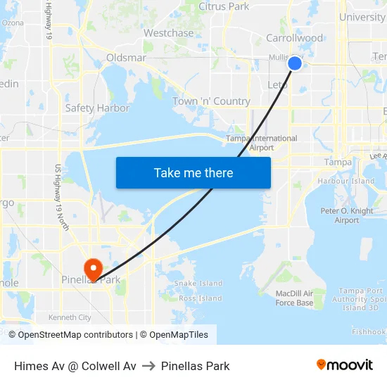 Himes Av @ Colwell Av to Pinellas Park map