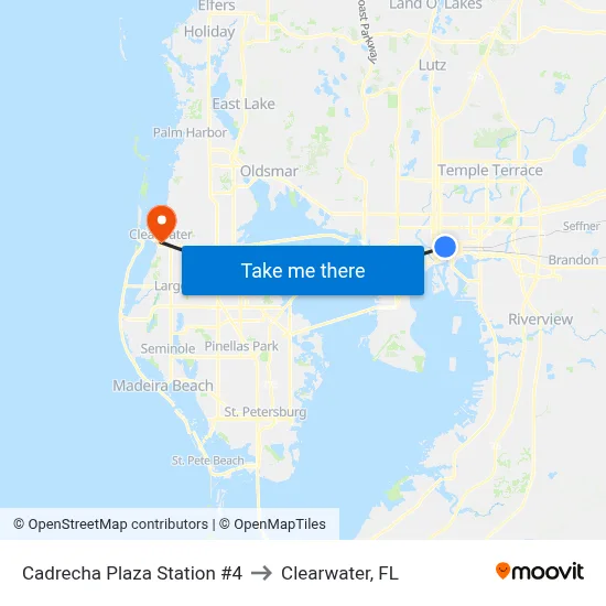 Cadrecha Plaza Station #4 to Clearwater, FL map