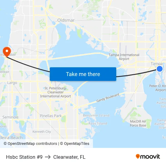 Hsbc Station #9 to Clearwater, FL map