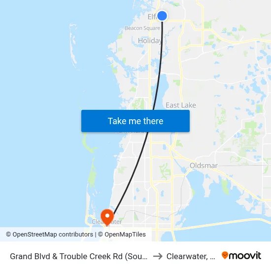 Grand Blvd & Trouble Creek Rd (South) to Clearwater, FL map