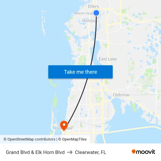 Grand Blvd & Elk Horn Blvd to Clearwater, FL map