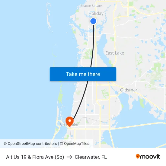 Alt Us 19 & Flora Ave (Sb) to Clearwater, FL map