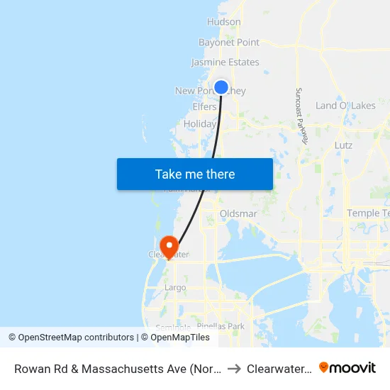 Rowan Rd & Massachusetts Ave (North Side to Clearwater, FL map