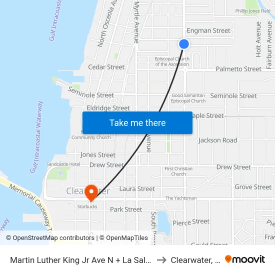 Martin Luther King Jr Ave N + La Salle St to Clearwater, FL map
