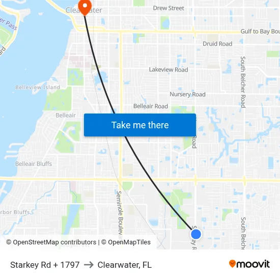 Starkey Rd + 1797 to Clearwater, FL map