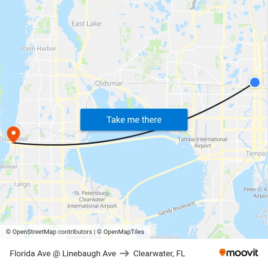 Florida Ave @ Linebaugh Ave to Clearwater, FL map