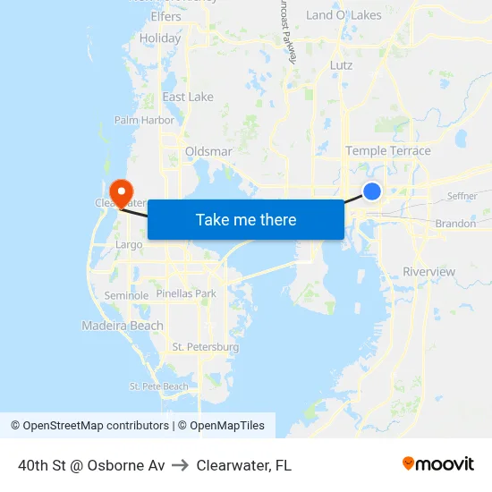 40th St @ Osborne Av to Clearwater, FL map