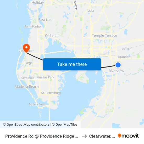 Providence Rd @ Providence Ridge Blvd to Clearwater, FL map