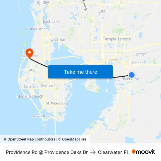 Providence Rd @ Providence Oaks Dr to Clearwater, FL map