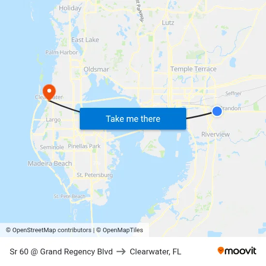 Sr 60 @ Grand Regency Blvd to Clearwater, FL map