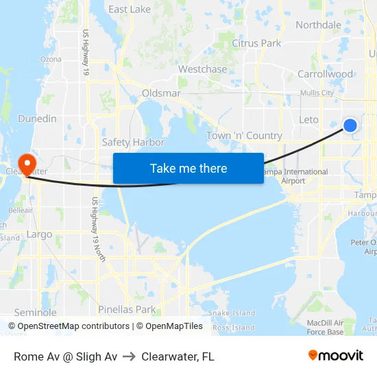 Rome Av @ Sligh Av to Clearwater, FL map